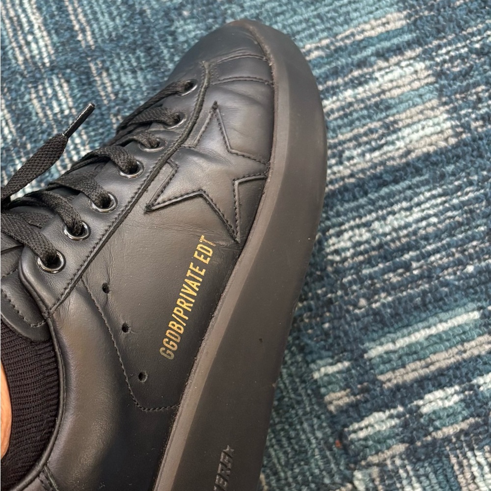 Golden Goose Black Leather Sneakers with Star